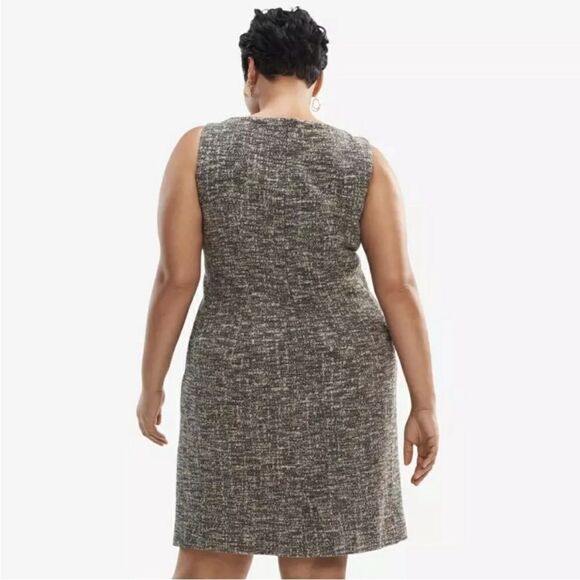 MM Lafleur Lydia Boucle Twisted Strap Tweed Knit Sheath Dress Gray Size +1 NWT - Picture 13 of 14